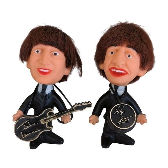 Pair of Vintage Remco The Beatles John Lennon and Ringo Starr Mascot Figures